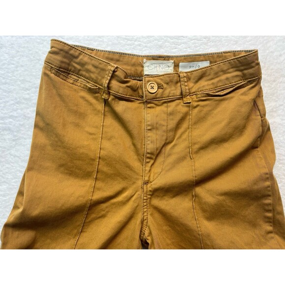 Anthropologie Chino Pants Womens 0 Cropped Pin Tuck Wide Leg Preppy Minimalist - Picture 1 of 8